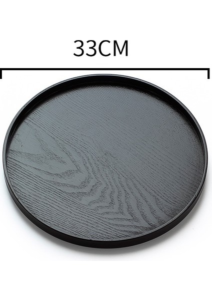 Siyah 33CM Tarzı Japon Tarzı Yuvarlak Tepsi Yiyecek Servis Tabak Ahşap Atıştırmalık Tatlı Tabak Çay Tahtası Doğal Çay Yiyecek Sunucu Tabak Içecek Tabağı Wf (Yurt Dışından)