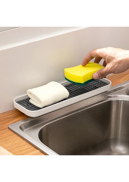 C Stili Lavabo Sabunluk Sünger Tutucu Bardak Bulaşık Telleri Suyun Akmasını Sağlayan Tepsi Mutfak Temizlik Süngeri Mutfak Depolama Tepsileri Dekoratif Mutfak Organizatörü (Yurt Dışından) fırsatları