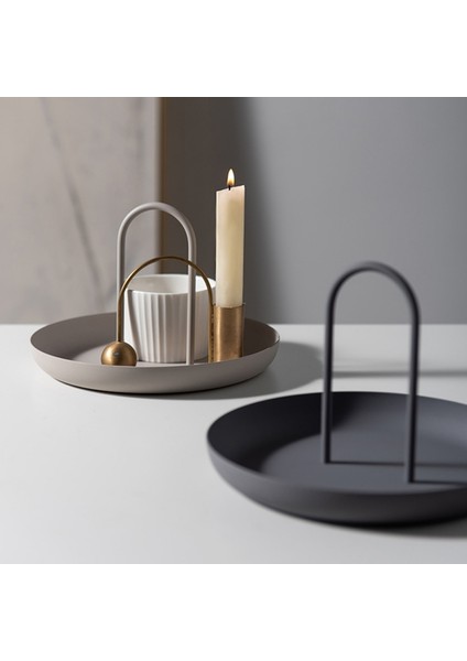 B Tarzı Yuvarlak Takı Tepsisi Oturma Odası Mutfak Masası Yemek Yüzük Tepsileri Saklama Koltuk Tepsisi Tutma Kolu Dekor (Yurt Dışından) indirimleri