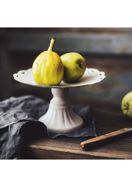 L Tarzı Metal Servis Tepsisi Takı Gösterme Tabak Retro Beyaz Tatlı Meyve Kek Atıştırmalık Yüksek Tabak Ev Parti Düğün Dekorasyonu (Yurt Dışından) indirimleri