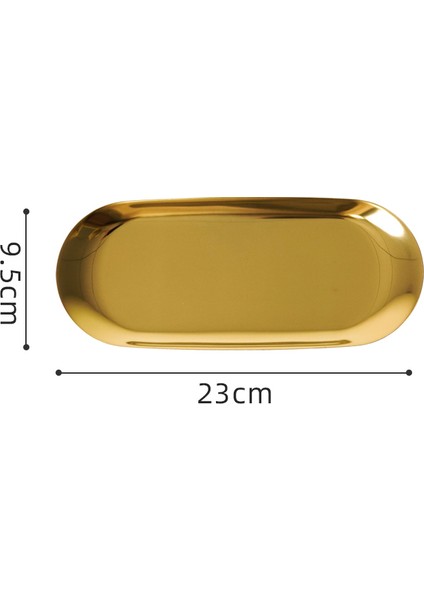 Büyük Altın Tarzı Goopeeg Dekoratif Metal Tepsi Kuzey Masaüstü Oval Depolama Tepsisi Düz Tabak Saf Renk Takı Avlu Işık Lüks Basit Tabak (Yurt Dışından)