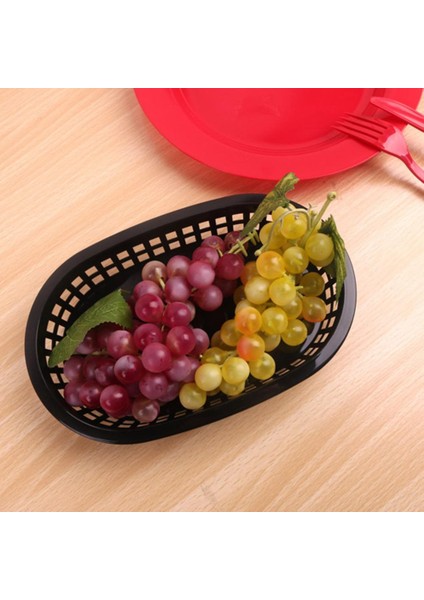 Siyah 12 Adet Tarzı Yemek Sepeti Oval Şekilli Plastik Patates Kızartması Hızlı Yiyecek Saklama Tabakları Meyve Sebze Tepsisi - Restoranlar Için (Yurt Dışından) fiyatları
