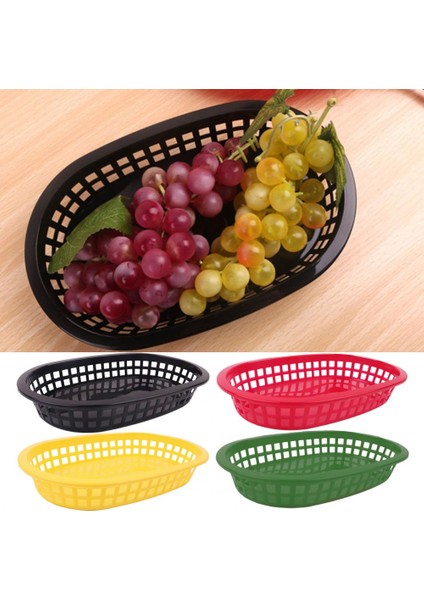 Siyah 12 Adet Tarzı Yemek Sepeti Oval Şekilli Plastik Patates Kızartması Hızlı Yiyecek Saklama Tabakları Meyve Sebze Tepsisi - Restoranlar Için (Yurt Dışından) indirimleri