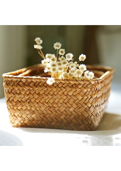 Birincil Renk Stili Büyük Hasır Kurutulmuş Çiçek Meyve Sepeti El Yapımı Çiçek Sepeti Rattan Kutu Şeker Kulaklık Organizatörü Deniz Otu Karnı Bahçe Dekorasyon Saksısı (Yurt Dışından) fiyatları