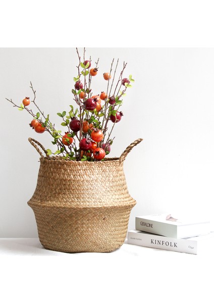 Gri Tarzı 27CM x 24CM Kır Evi Boho Ev Dekorasyonu Depolama Sepeti El Yapımı Hasır Organizatör Bitki Saksısı Çiçek Saksısı Bebek Odası Saksı Panier Osier Mimbre (Yurt Dışından) indirimleri