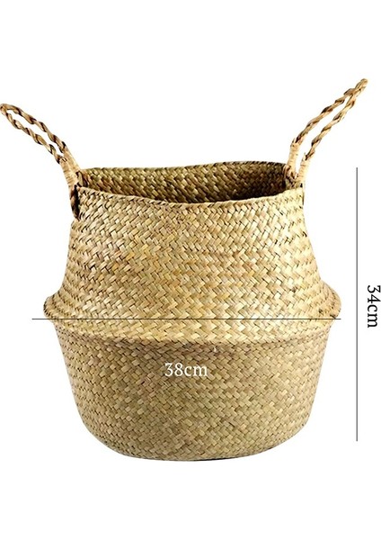 D 11X9.4CM Stili El Yapımı Bambu Saklama Sepetleri Nordic Katlanabilir Çamaşır Hasır Hasır Deniz Otu Karın Bahçe Çiçek Saksısı Bitki Sepeti Kasa (Yurt Dışından)