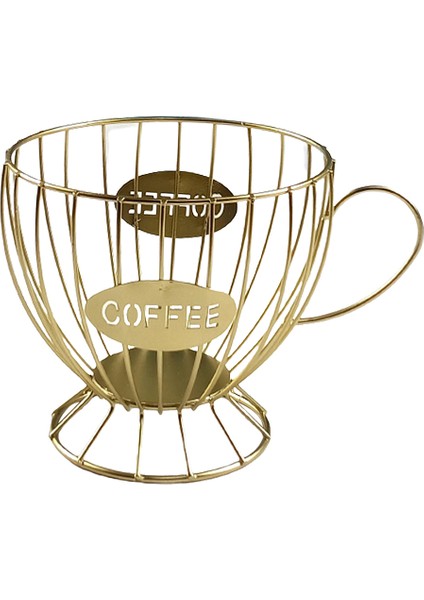 15.5X14CM Altın Stili Nordik Demir Sanat Delikli Kupa Kapsül Saklama Sepeti Mutfak Organizatörü - Ev Cafe Otel Için Mutfak Organizasyonu (Yurt Dışından)