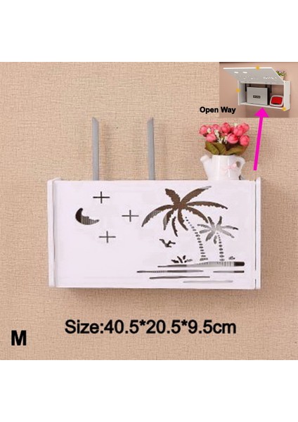 M Hindistan Cevizi Ağacı Stili Büyük Kablosuz Wifi Router Depolama Kutusu Duvar Askılı Priz Tahtası Raf Kablo Depolama Düzenleyici Ev Dekoru (Yurt Dışından)