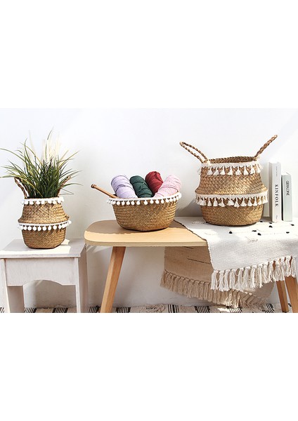 Gri Tarzı 22CMX20CM Hasır ve Kamış Depolama Sepeti, Nevresim, Deniz Otu, Asılı Çiçek Saksısı, Oyuncak Için Ev, Dekoratif Çamaşır Sepeti Meyve Sepeti (Yurt Dışından) modelleri