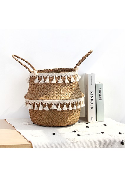 Gri Tarzı 22CMX20CM Hasır ve Kamış Depolama Sepeti, Nevresim, Deniz Otu, Asılı Çiçek Saksısı, Oyuncak Için Ev, Dekoratif Çamaşır Sepeti Meyve Sepeti (Yurt Dışından) fırsatları
