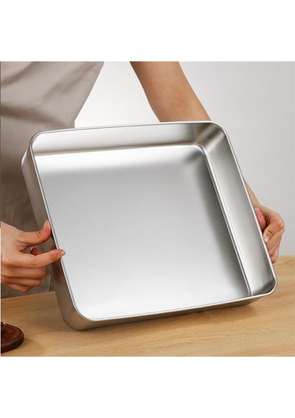 33X28,5X6,2 cm Stili Kapaklı Paslanmaz Çelik Saklama Tepsisi Dikdörtgen Yiyecek Tabak Kek Ekmek Fırın Tavası Düz Tabanlı Kap Bakliyat Mutfak Araçları (Yurt Dışından) indirimleri
