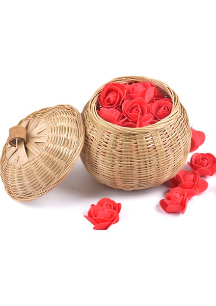 D Stili Yuvarlak Hasır Kapaklı Kutu El Örgüsü Çok (Yurt Dışından) fiyatları