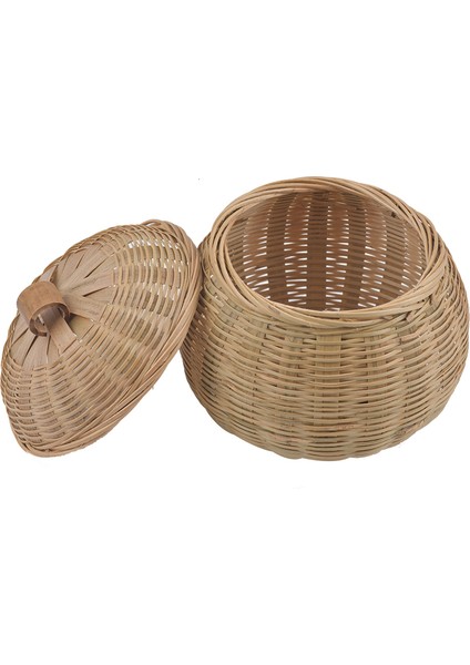 D Stili Yuvarlak Hasır Kapaklı Kutu El Örgüsü Çok (Yurt Dışından) modelleri