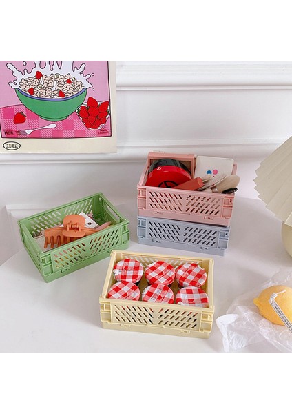 No.3 Tarzı Masaüstü Katlanabilir Depolama Sepeti Günlük Kırtasiye Plastik Depolama Kutusu Masaüstü Taşıma Sepeti Yurttaş Mutfak Depolama Sepeti (Yurt Dışından) fiyatları