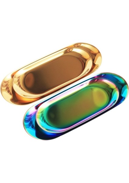 Büyük Bir Stil Yeni Renkli Metal Saklama Tepsisi Altın Oval Noktalı Meyve Tabağı Küçük Eşyalar Takı Gösterme Tepsisi Ayna (Yurt Dışından)