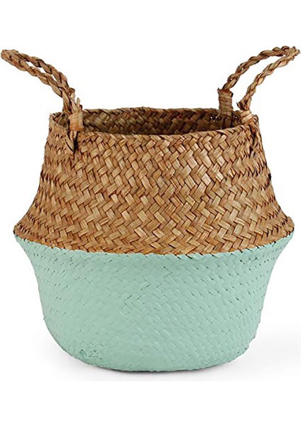 Soluk Zeytin Tarzı 22CMX20CM Bahçe Hasır Sepetleri Bambu Saklama Sepetleri Çamaşır Sepeti Hasır Asma Çiçek Saksısı Kuru Çiçek Ev Saksısı Panier Osier Sepeti (Yurt Dışından)