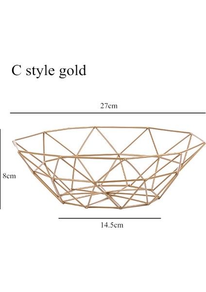 C Tarzı Altın Tarzı Metal Meyve Sepeti Modern Tel Atıştırmalık Ekmek Sebze Saklama Kabı Mutfak Yumurta Tatlı Tutucu Nordic Organizer Pasta Standı (Yurt Dışından)