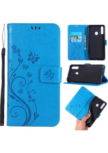 Samsung Galaxy A20S Kickstand Pu Deri Kart Tutucu Bilek Için Filp Durumda (Yurt Dışından)