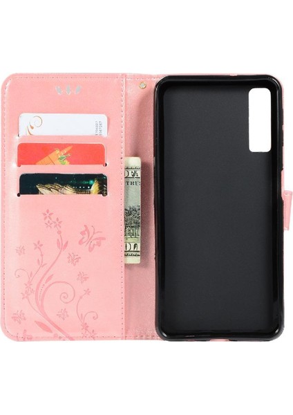 Samsung Galaxy A7 2018 Kickstand Pu Deri Kart Tutucu Için Filp Durumda (Yurt Dışından)