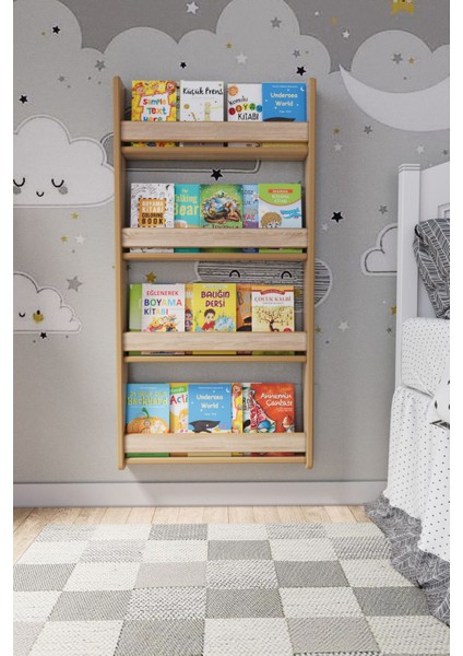 Modern Montessori 4 Raflı Mdf Çocuk Kitaplığı 120*60 cm - Sonoma 10 cm 4 Mdf Kahverengi Modern fiyatları