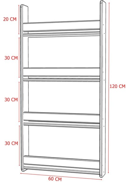 Modern Montessori 4 Raflı Mdf Çocuk Kitaplığı 120*60 cm - Sonoma 10 cm 4 Mdf Kahverengi Modern fırsatları