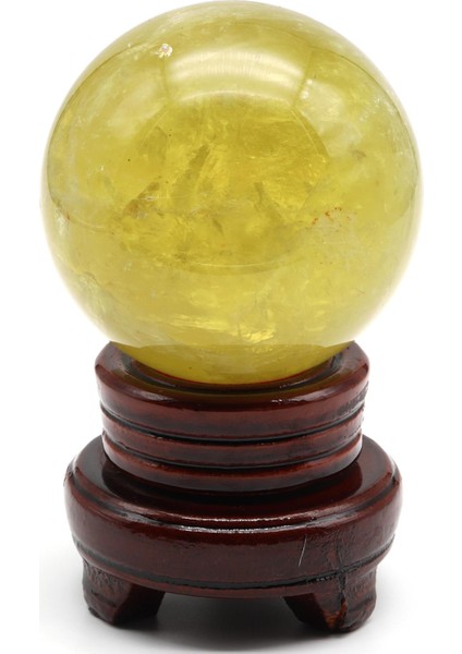 Limon Kuvars Doğal Taş Standlı Küre