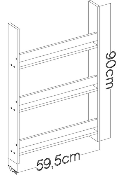 Iskandinav Step Montessori Boyasız Doğal Ahşap Duvara Monte Kitaplık Ahşap 10 cm 90 cm 3 Iskandinav