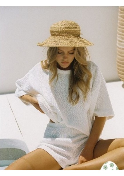 Kadın Kısa Kollu Gipeli Suprem Tişört ve Astarlı Şort Ikili Takım - Beyaz fırsatları