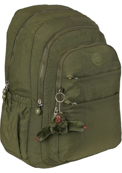 Haki Yeşil Su Geçirmez Krinkıl Kumaş Geniş Iç Hacimli Günlük & Okul Sırt Çantası fiyatları