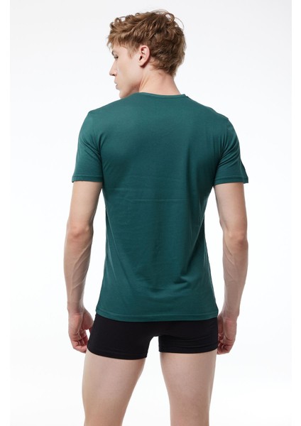 Erkek Yeşil 3 Lü Paket Basic V Yaka Ince Modal Yaz Serinliği Tshirt 3M085 fiyatları