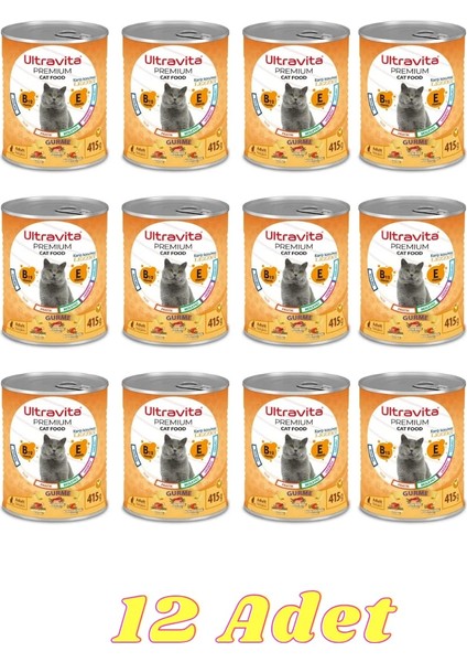 Premium Yüksek Proteinli Gurme Etli Konserve Yaş Kedi Maması 415GRX12 Adet