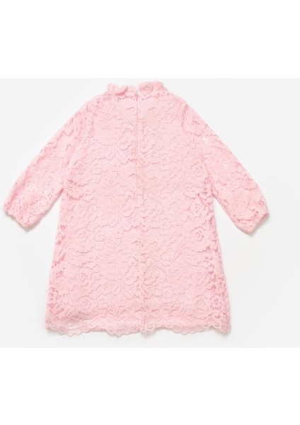 Pembe Güpür Fiyonklu Kız Çocuk Elbise - Bessie modelleri