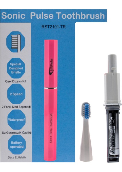 Sonic Pulse Diş Fırçası RST2101-TR - Pembe 28.000 Sonic Darbe, 2 Fırça Modu, Kompakt Tasarım, Su Geçirmez, Uzun Pil Ömrü