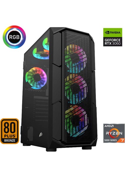 XSR631 Ryzen 7 5700X 32GB Ram 512GB M.2 Nvme SSD 12GB RTX3060 24"curved 180Hz Oyun Bilgisayarı fiyatları