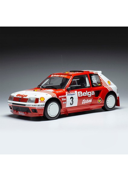 1:18 Ixo 1985 Peugeot 205 T16 #3 Belga Rally Ypres