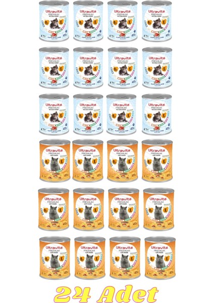 Premium Yüksek Proteinli Yavru * Gurme Kedi Karışık Konserve Yaş Kedi Maması 415GRX24 Adet