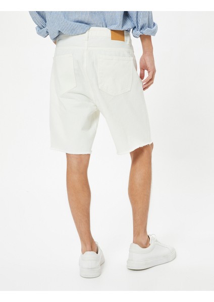 Slim Fit Kot Şort Bermuda Cep Detaylı Pamuklu fırsatları