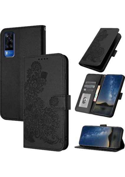 Vıvo Y51 Için Flip Case Kickstand Koruyucu Kart Yuvası Standı ile Flip Pu (Yurt Dışından)