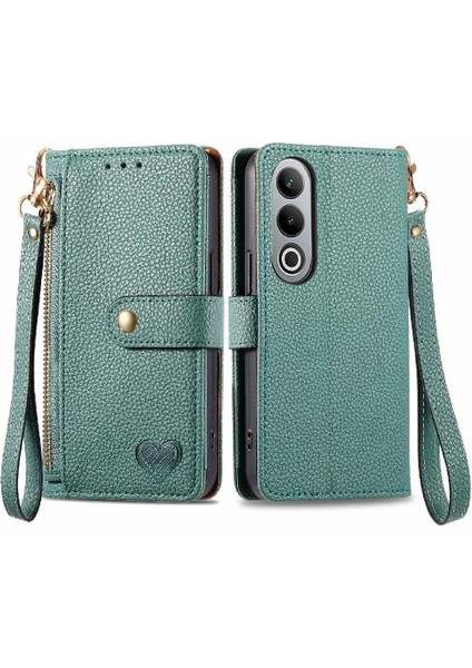 Oneplus Nord Ce4 Deri Kılıf Için Flip Case Darbeye Aşk Fermuar Cüzdan (Yurt Dışından)