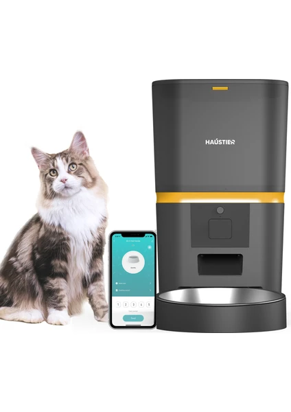 QQ003 Akıllı Kedi/köpek Otomatik Mama Kabı, App-Wifi ile Uzaktan Kontrol, Öğün Planlama,porsiyon Belirleme,6lt Hazne, Metal Kase