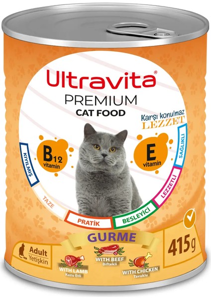 Premium Yüksek Proteinli Yavru * Gurme * Balık Karışık Konserve Yaş Kedi Maması 415GRX24 Adet modelleri