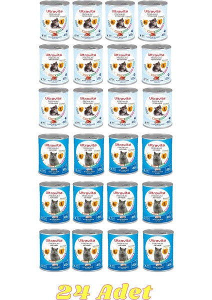 Premium Yüksek Proteinli Yavru * Balık Karışık Konserve Yaş Kedi Maması 415GRX24 Adet