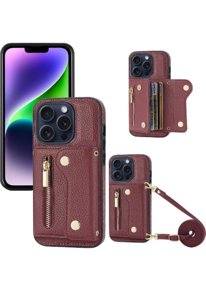 IPhone 14 Için Kılıf Artı Mini Sırt Çantası Hafif Kart Yuvaları Büyük Uzun (Yurt Dışından)