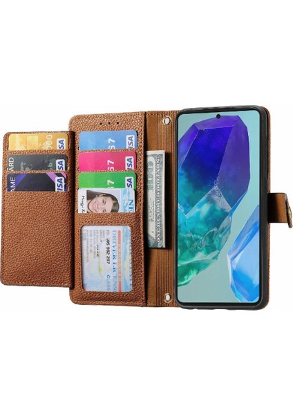 Samsung Galaxy M55 Fermuar Aşk Deri Kılıf Cüzdan Için Flip Case (Yurt Dışından)