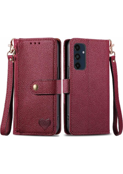 Samsung Galaxy M55 Fermuar Aşk Deri Kılıf Cüzdan Için Flip Case (Yurt Dışından)