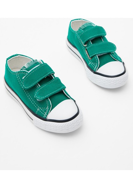 Çocuk Unisex Yeşil Kauçuk Taban Keten Cırtlı Spor Ayakkabı fırsatları