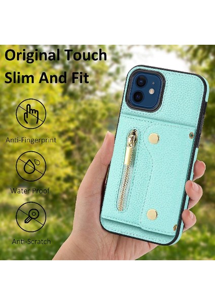 IPhone 12 Için Kılıf Pro Max Büyük Kapasiteli Uzun Kayış Kart Yuvaları Mini (Yurt Dışından)