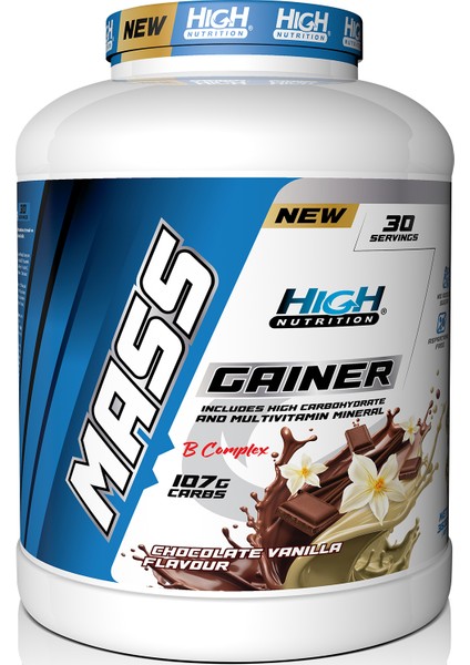 High Nutrition Mass Gainer 3600 gr Çikolata Vanilya Aromalı Hacim Kütle Kas Karbonhidrat Tozu