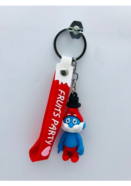Şirin Baba,,tom Cat ve Jerry 3 Adet 3D Silikon Anahtarlık Oyuncak ve Çanta Aksesuarı