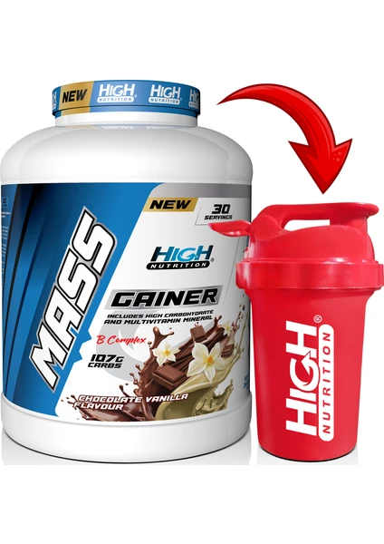 High Nutrition Mass Gainer 3600 gr Çikolata Vanilya Aromalı Hacim Kütle Kas Karbonhidrat Tozu